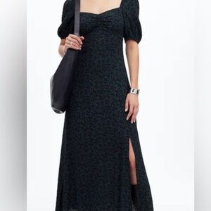Madewell puff sleeve sweetheart neckline midi dress